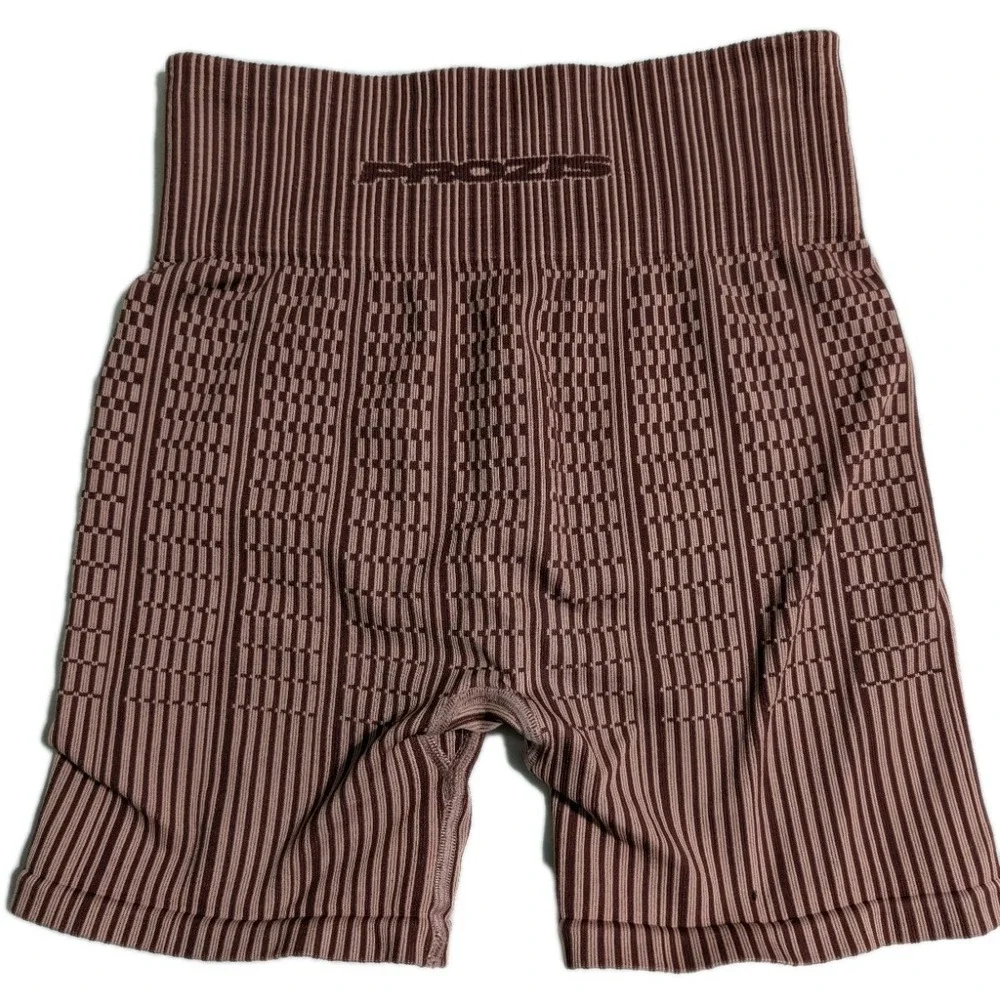 Prozis‎ Seamless Compression Workout Shorts Womens M Mauve Ribbed High Rise Gym